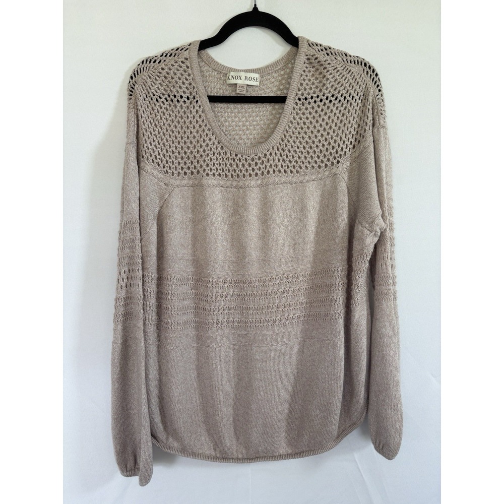 knox rose sweater top size 2XL beige long sleeve pullover